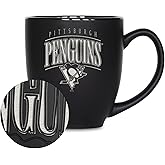 Rico Industries NHL Hockey Tribute 15oz Laser Engraved Matte Black Ceramic Bistro Mug - For Hot or Cold Drinks
