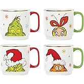 Lenox 898097 Merry Grinchmas Stackable Mugs, Service For 4, Assorted, Christmas, Drinkware Set, Holiday Glasses