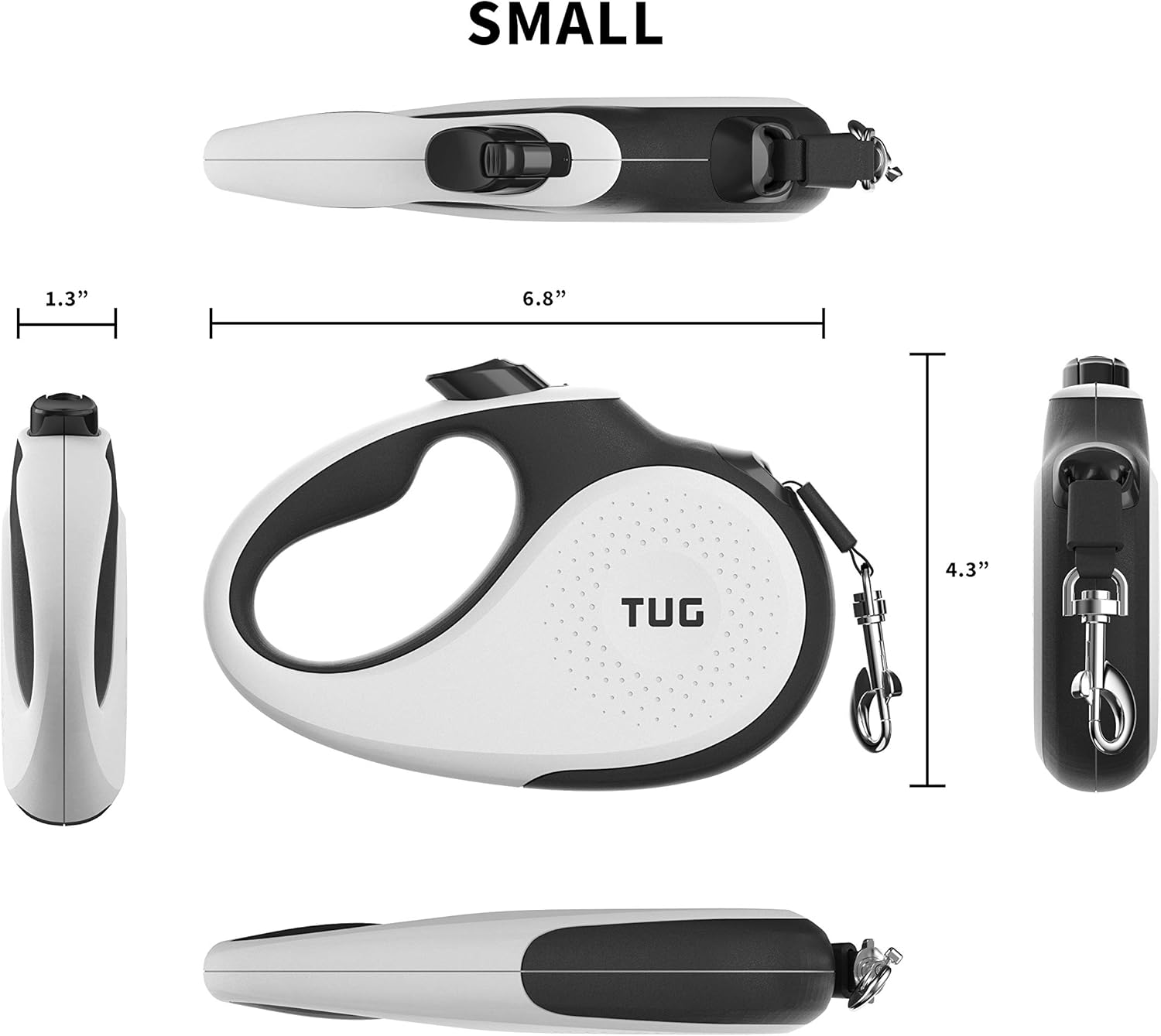 TUG 360° Tangle-Free Retractable Dog Lead for Up to 15 kg Dogs, White, Small - Image 3