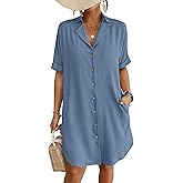Bsubseach Womens Bathing Suit Cover Ups Bikini Swimsuit Coverup for Women 2026 Button Down Beach Dress Shirt