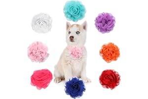 FdcLixuvol 8 Pcs Flower Collar for Dogs 3 inch Colorful Cat Puppy Charms Pet Flower Collars Soft Dog Tie for Dogs Grooming Charms Accessories