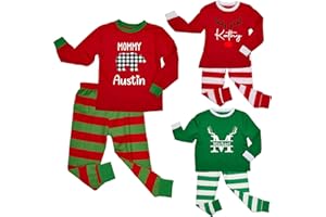 Custom Pajama Set Baby Boys Girls Striped PJs Christmas Outfit with Cutom Name Children Kids Long Sleeve Sleepwear Shirts Pan