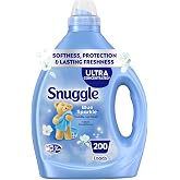 Snuggle Fabric Softener Liquid, Blue Sparkle, 80oz, 200 Medium Loads | Ultra Concentrated Formula, Long-Lasting Freshness, Softens Fabrics, Reduces Static and Wrinkles, Helps Protect Color