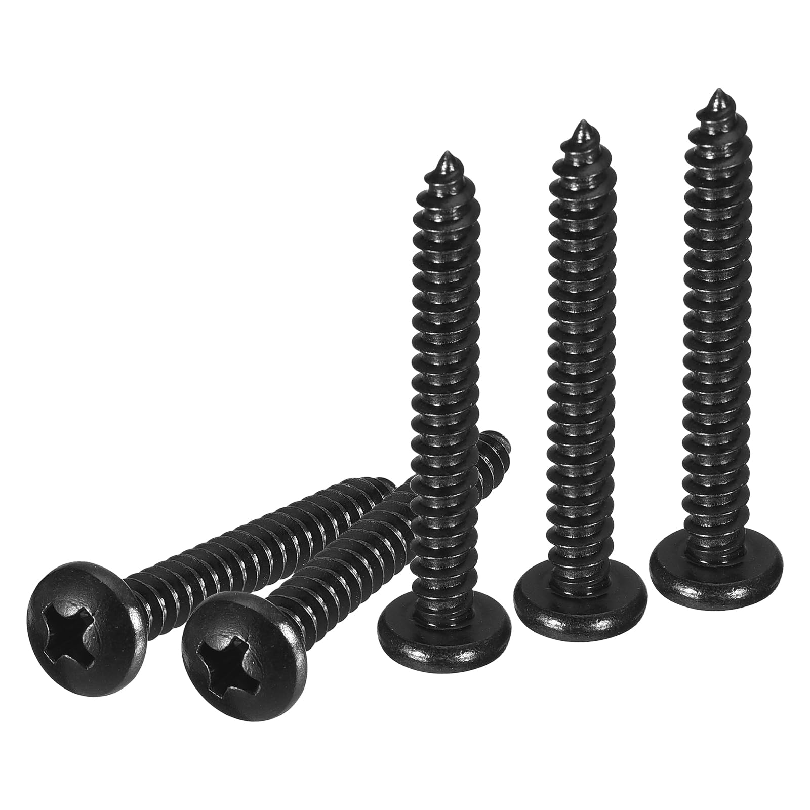 DTGN #10x1-1/2" Phillips Pan Head Self-tapping Screw - 50Pack - Black Oxide 304 Stainless Steel Sheet Metal Screws Wood Screws