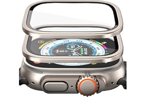 ZPIAR 2 Pack for Apple Watch Ultra 2/1 49mm Screen Protector, Tempered Glass Film with Titanium Alloy Frame, Military Grade Protection, Keep Original,Touch Sensitive, Waterproof -Titanium