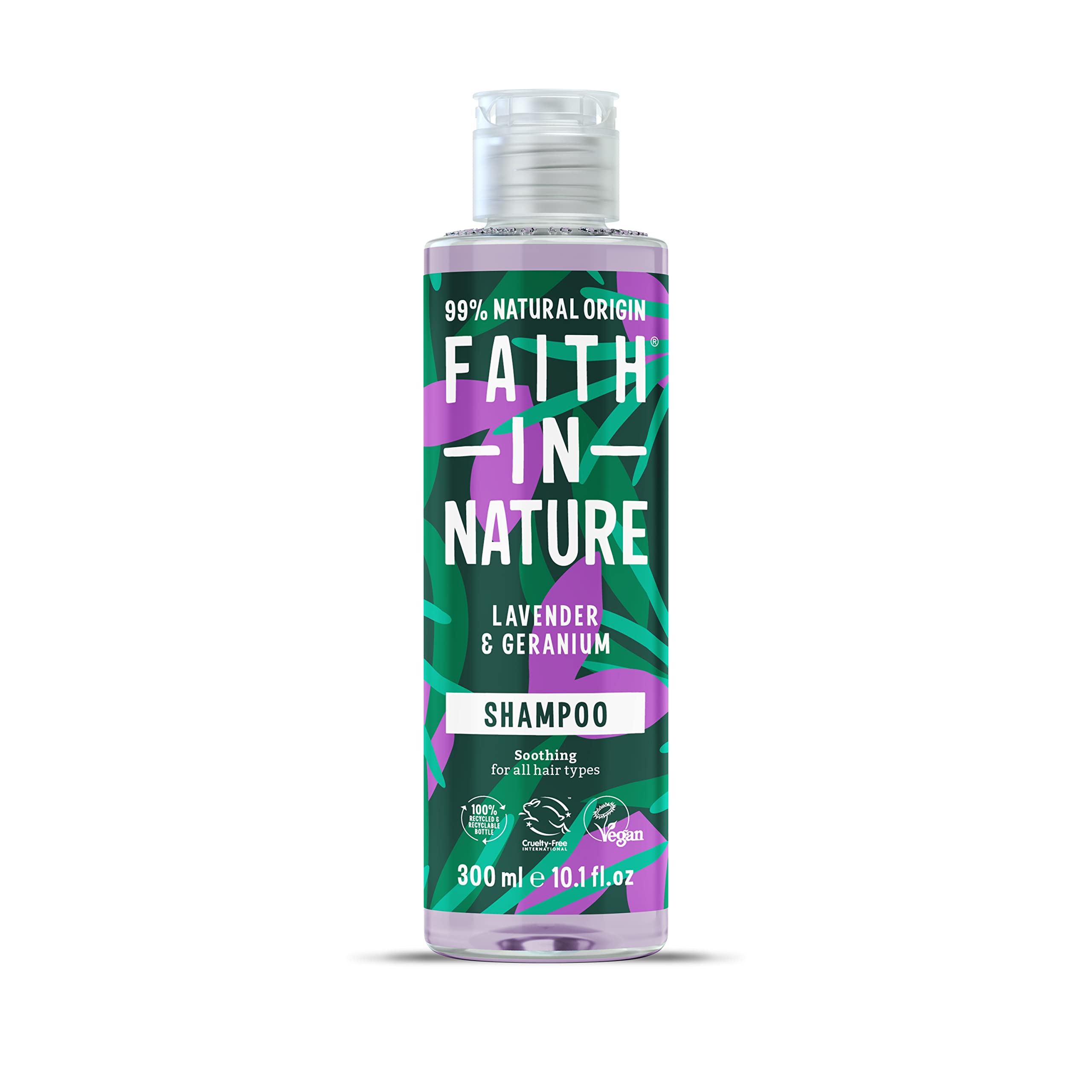 Faith In Nature 300ml Natural Lavender & Geranium Shampoo, Soothing, Vegan & Cruelty Free, No SLS or Parabens, For Normal to Dry Hair