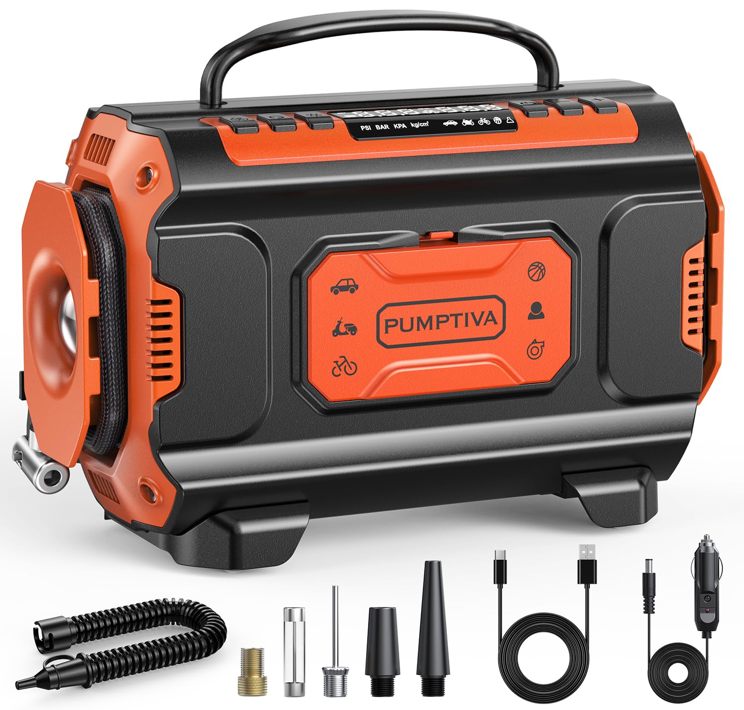 Tire Inflator Portable Air Compressor, 12V DC 110V