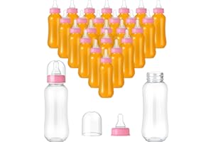 Norme Baby Shower Bottles 9.5 oz Plastic Chug Sign Game Party Favors Bulk for Decorations Gender Reveal Gifts (Pink, 24 Pcs)