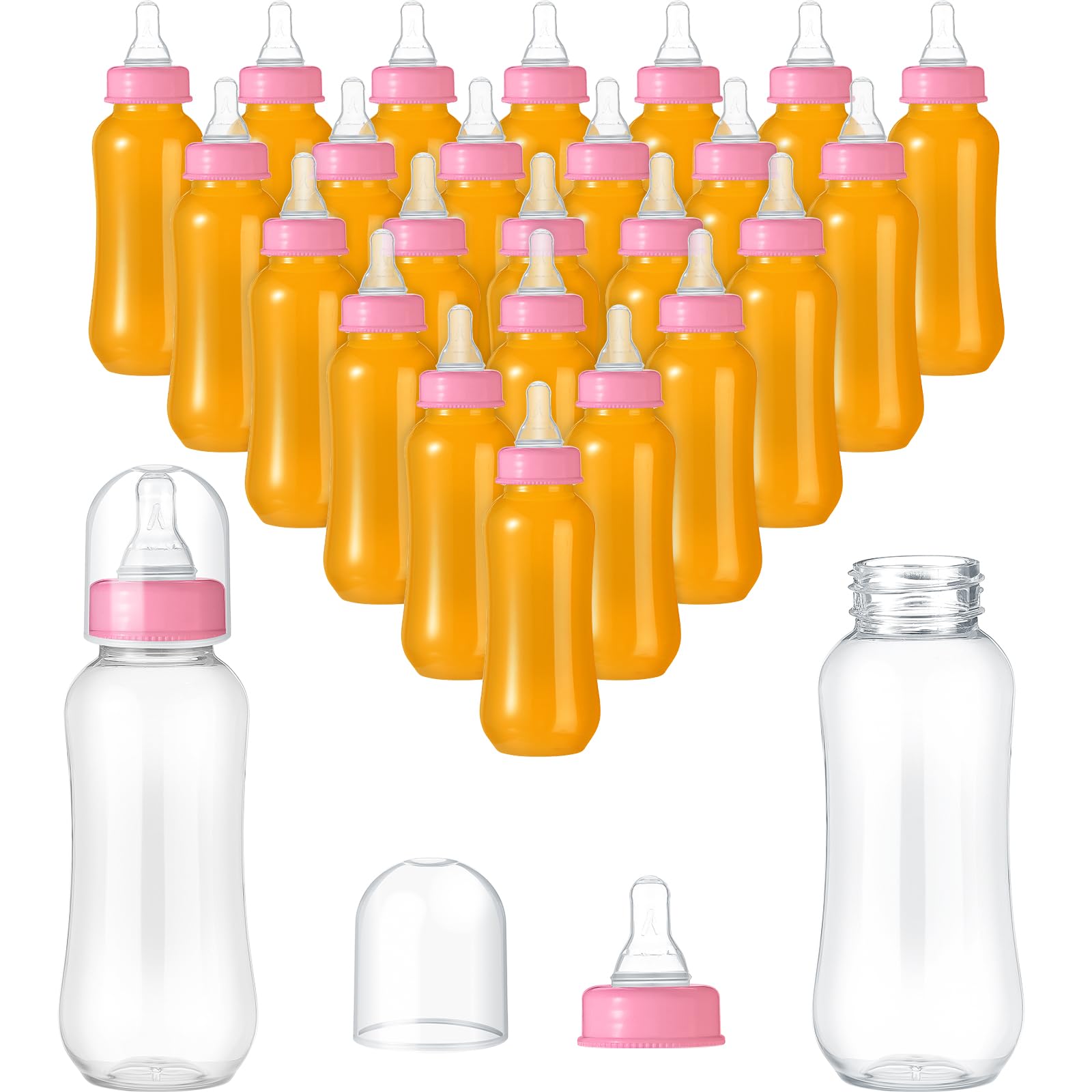 Photo 1 of Norme Baby Shower Bottles 9.5 oz Plastic Chug Sign Game Party Favors Bulk for Decorations Gender Reveal Gifts (Pink, 24 Pcs)