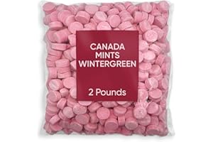 CHAIN & JO SWEETS Canada Mints Pink Wintergreen Holiday Candy Bulk Candy Gift Box - 2 Pounds Approx 265 Pink Candy Melts - Gift Basket Ideal For Valentine's Day Pinata Pink Candy For Candy Buffet - Fresh Mints Pink Candies Perfect Pink Winter Green Mints For Valentines Day
