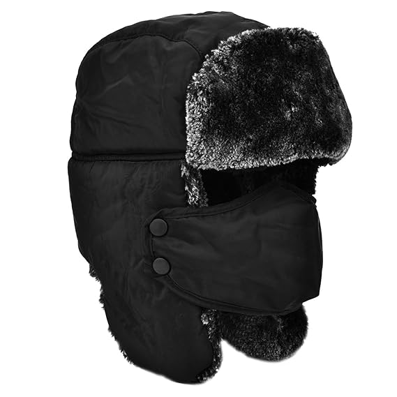 DOXHAUS Unisex Wintermütze mit Ohrenklappen, Fellmütze, Kunstfellmütze, Fliegermütze; hält warm beim Skifahren, Schlittschuhl