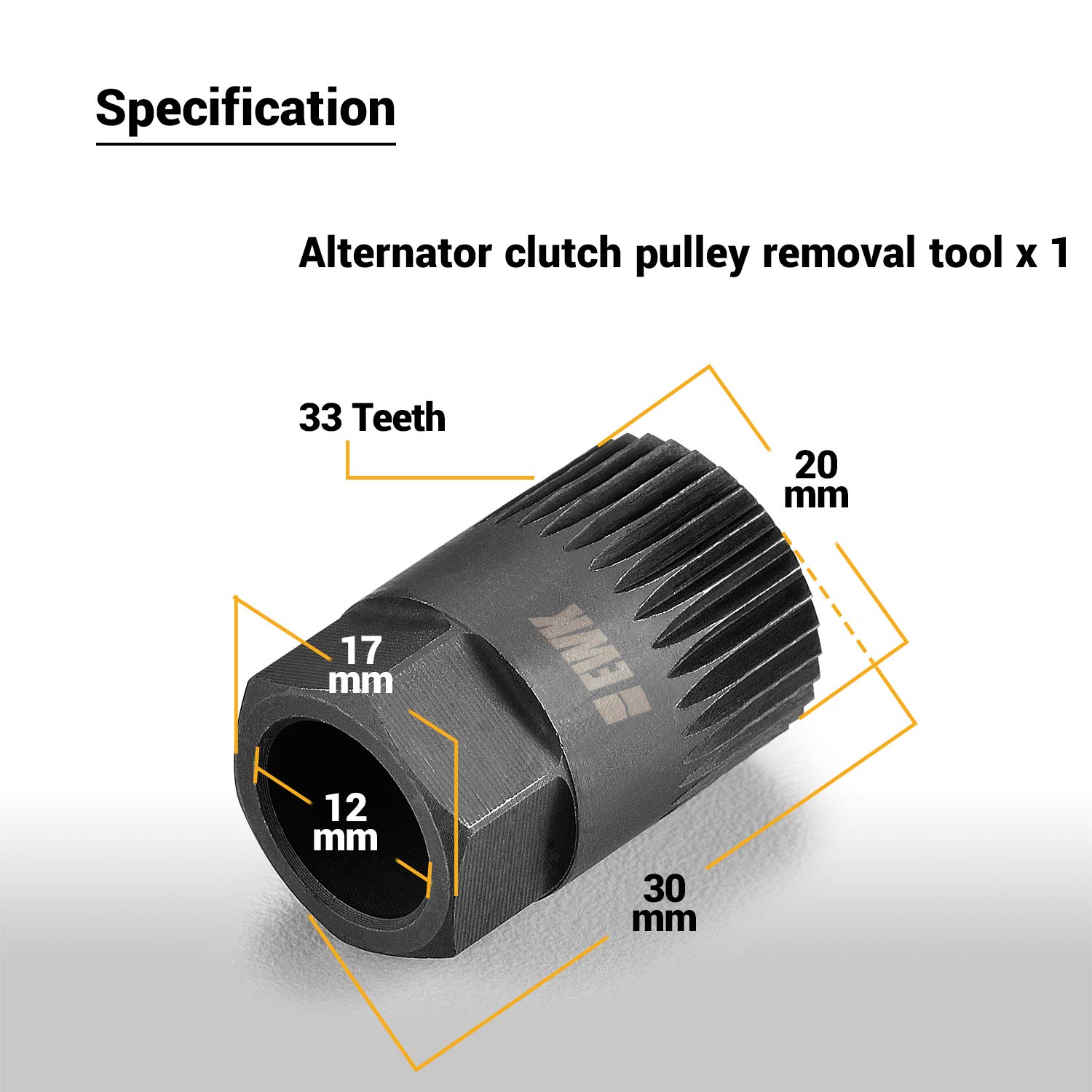EWK VBelt Alternator Clutch Pulley Socket 33 Spline Removal Tool for