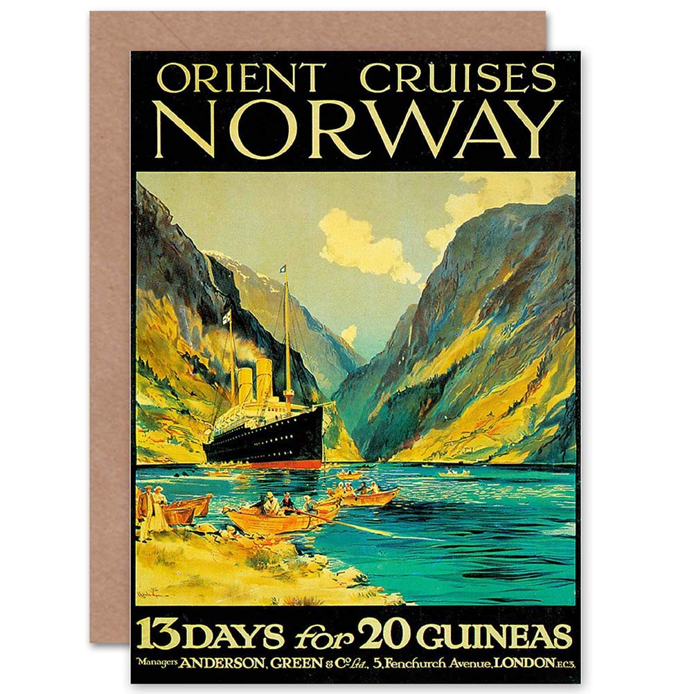 Wee Blue Coo TRAVEL ORIENT CRUISES NORWAY FJORD SHIP LONDON UK GREETINGS CARD