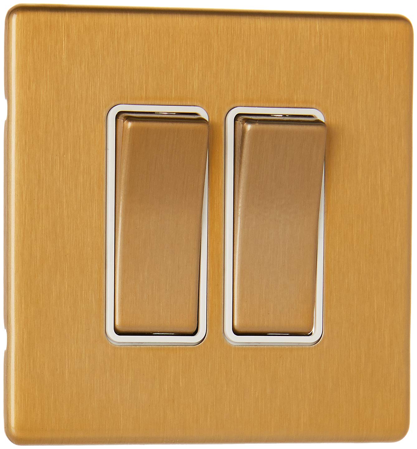 MK Aspect K23472SAGW 20A 2-Gang Single Pole Switch with Large Rockers - Satin Gold