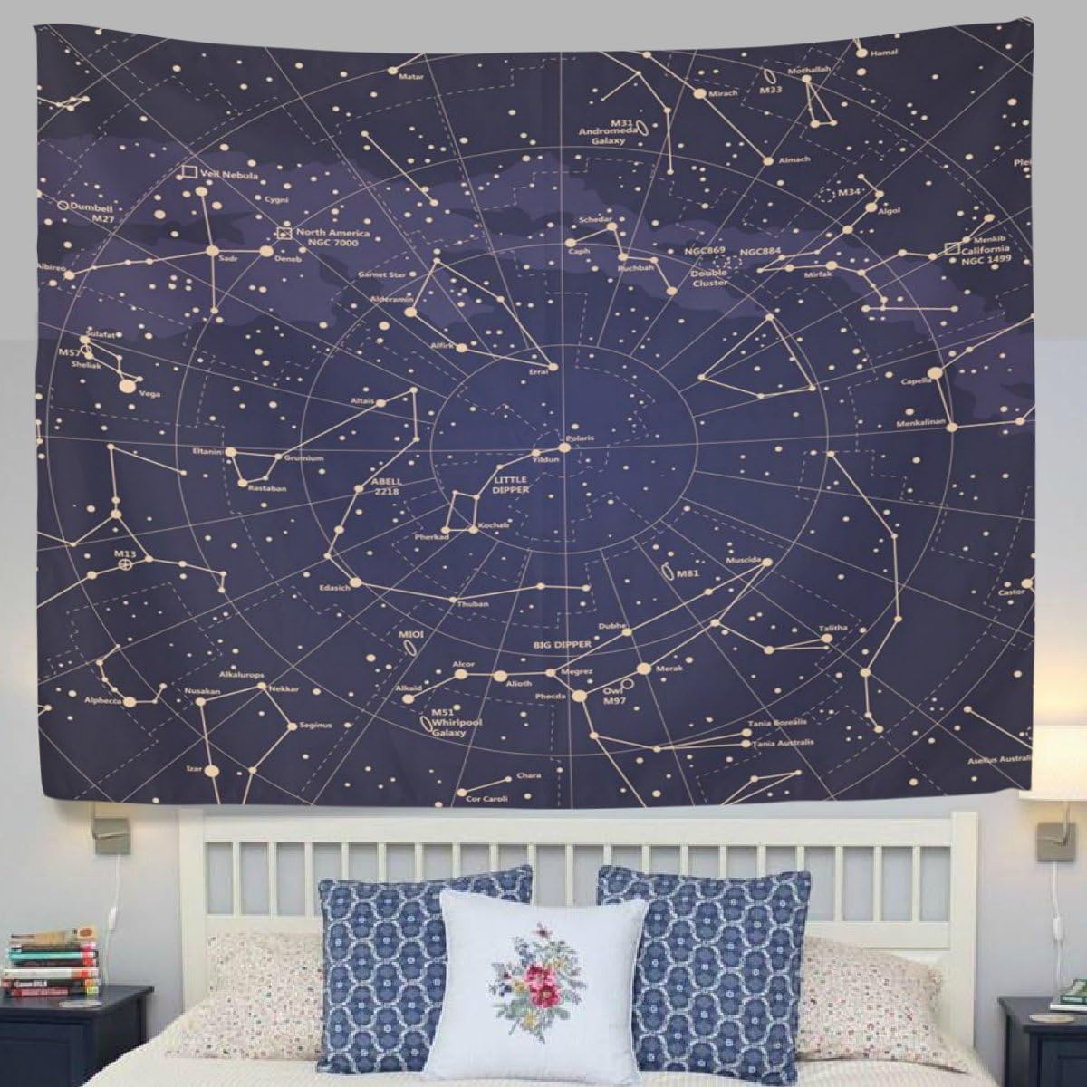 JSTEL Tapestry Wall Hanging 12 Constellation Universe Galaxy Space Stars Wall Throw Dorm Decor Tapestry 90x60 Inch