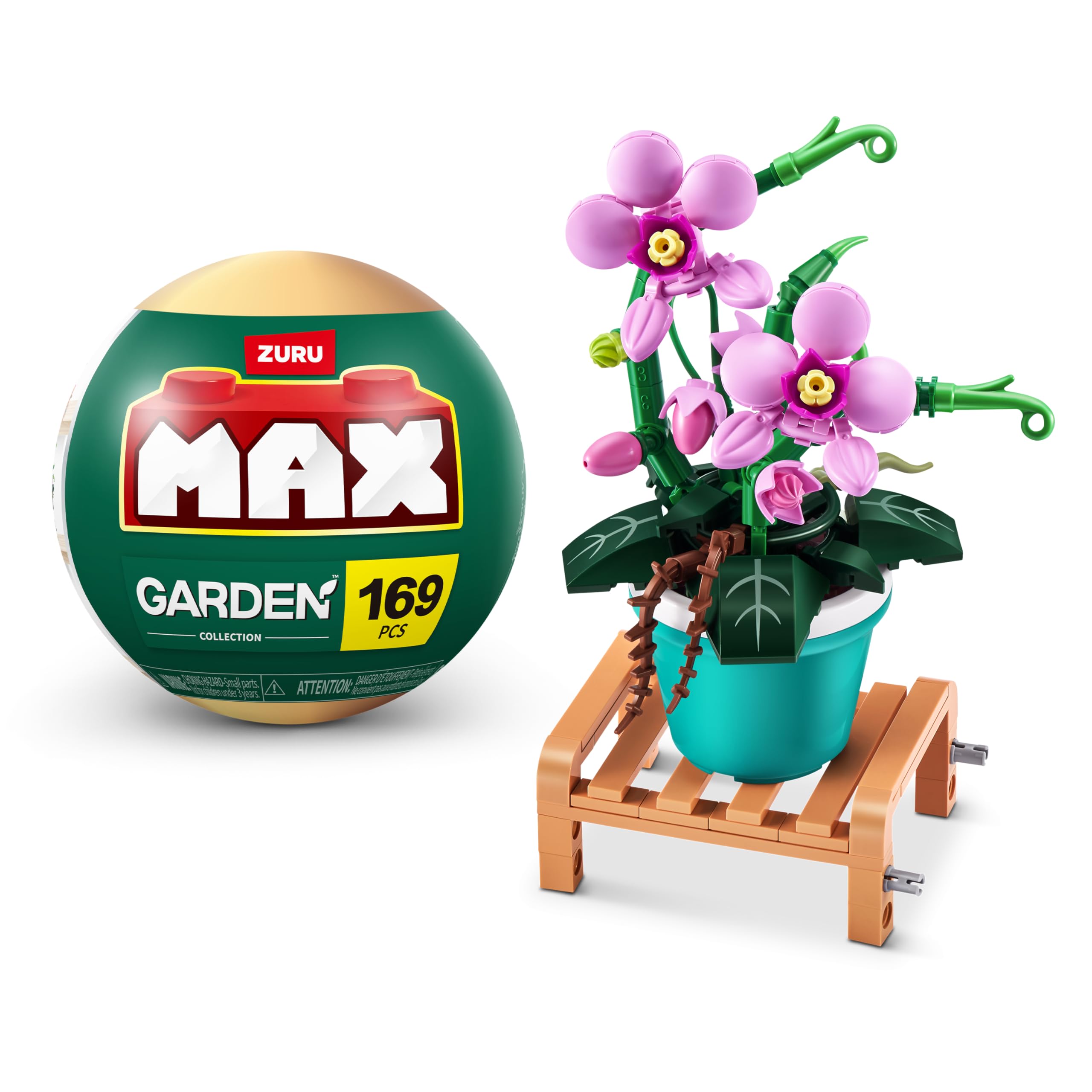 MAX Premium Garden Pot Plants Building Bricks Collection (up to 233 pieces, 6 to collect). (Phalaenopsis, 1 Capsule)