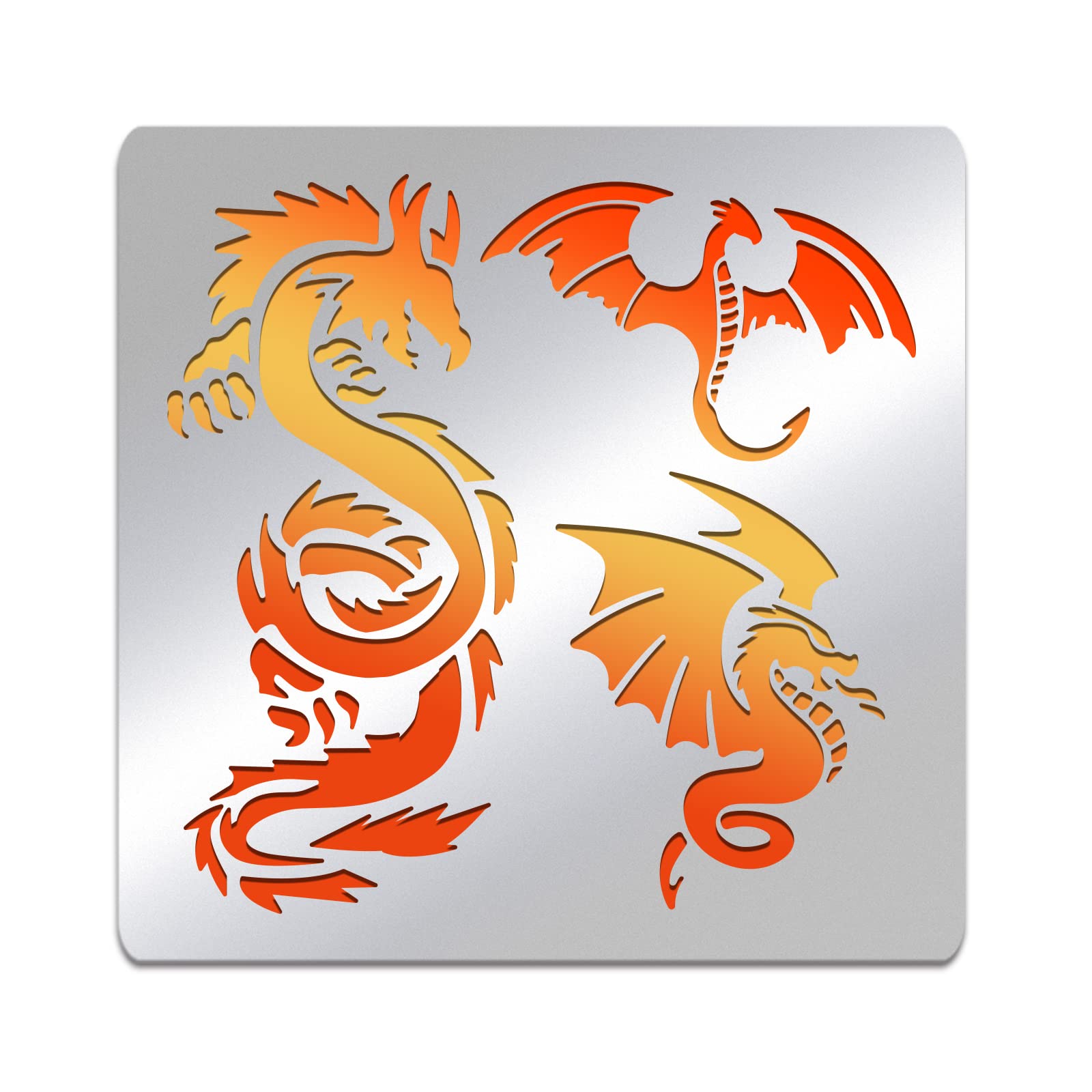BENECREAT 15.6x15.6cm Dragon Metal Stencils, Chinese Dragon Stencils for Wood Canvas Wall Painting Crafts and Decorations
