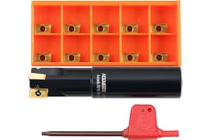 Accusize Industrial Tools 3/4" 90° Square Shoulder Indexable End Mill w/ 10 add'l APKT11T308 Inserts, 3/4" Shank, 3-1/2" OAL,