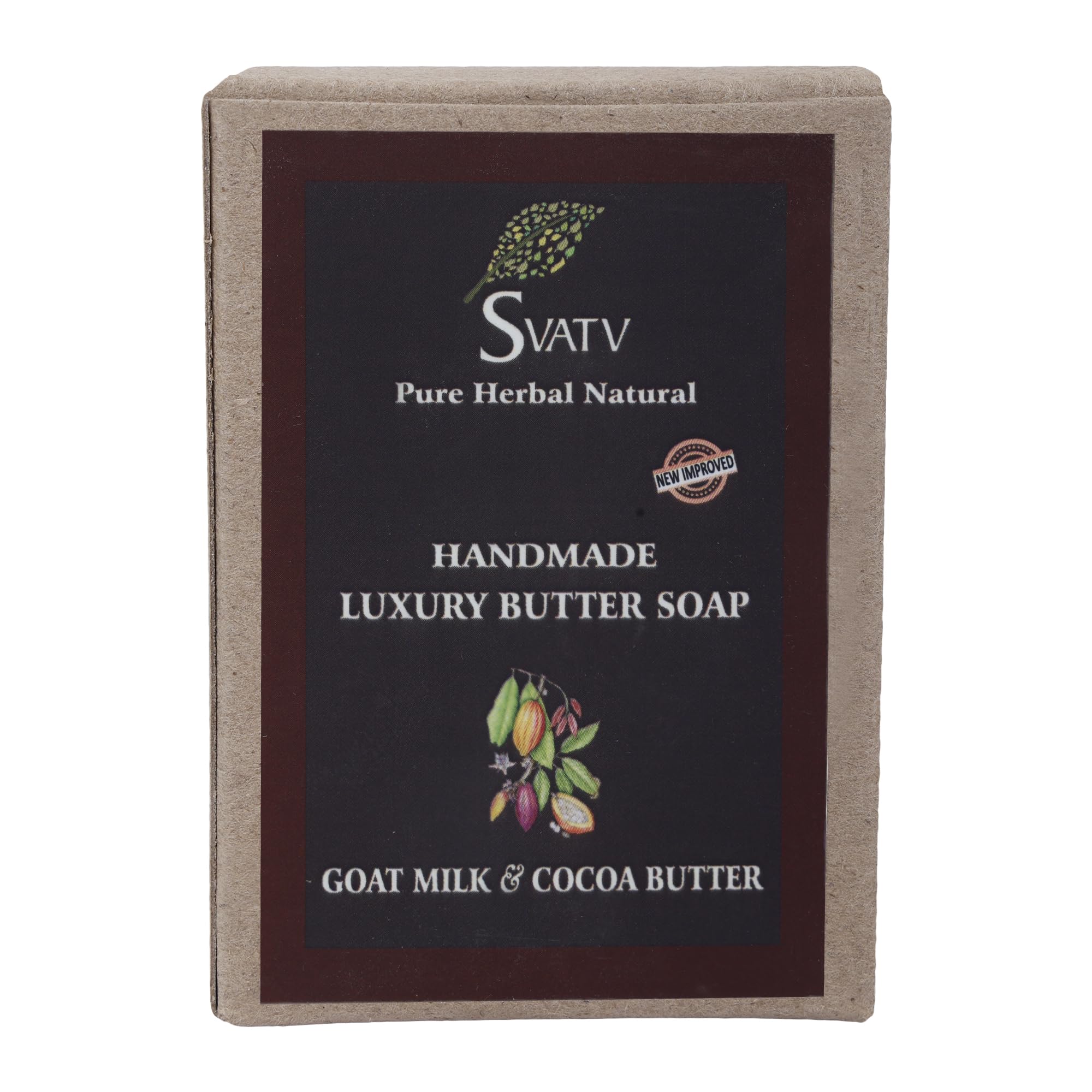 SVATV Soap Goat Milk & Cocoa Butter- Best Exfoliating Bar, Traditional Ayurvedic Herbal Soap For All Skin Type - 125 Grams