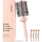 AIMIKE Round Brush for Blow out, Rose Luxe Round Hair Brush Ionic & Nano Thermal Ceramic Tech, for Blow Drying & Styling Volumizing Long Hair, with 4 Clips (Barrel 2.1", Bristle 3")