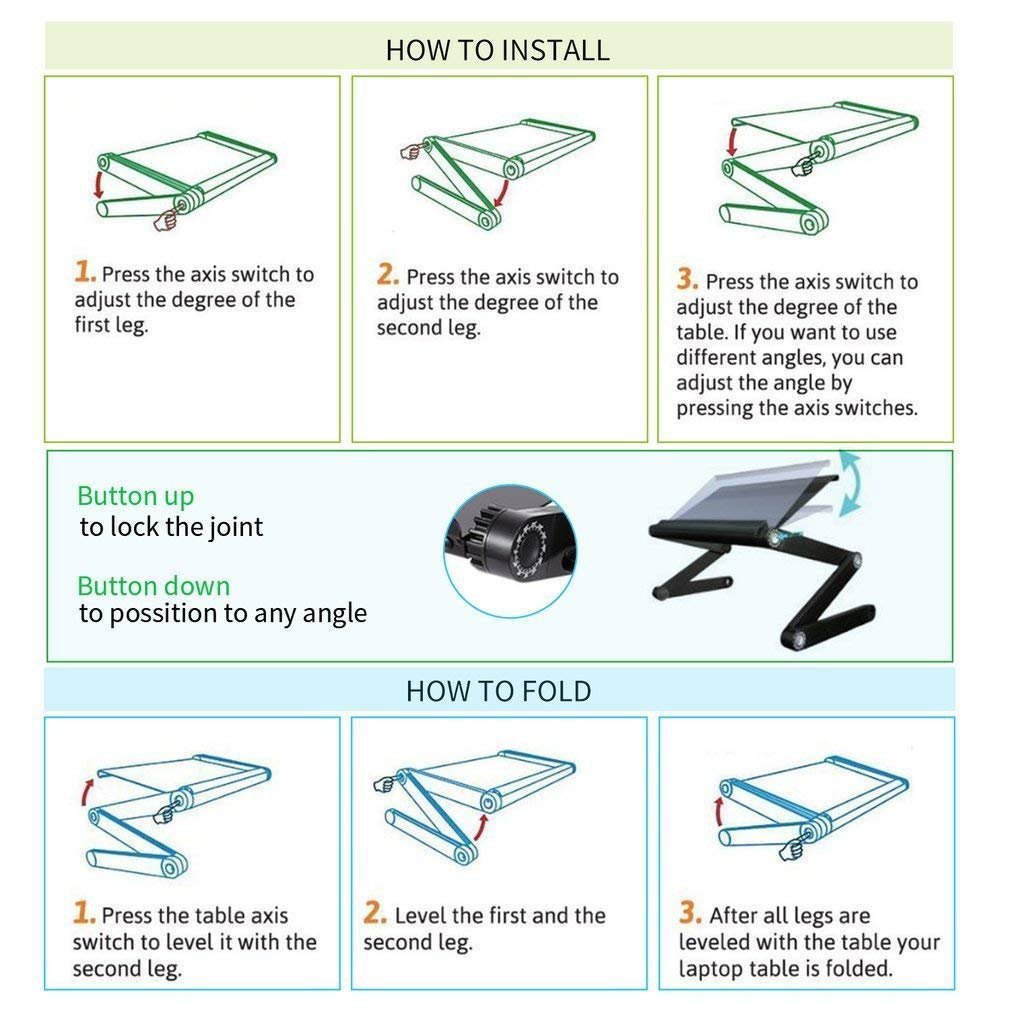 Adjustable Laptop Stand Desk for Bed, Portable Foldable Laptop Standing Table Mount for PC Notebook Mackbook Pro HP