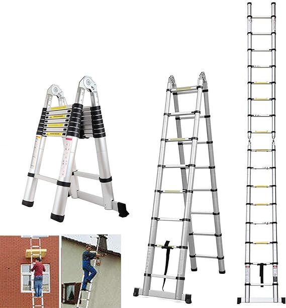 5M MultiPurpose Aluminum Telescopic Ladder Portable Extendable AFrame