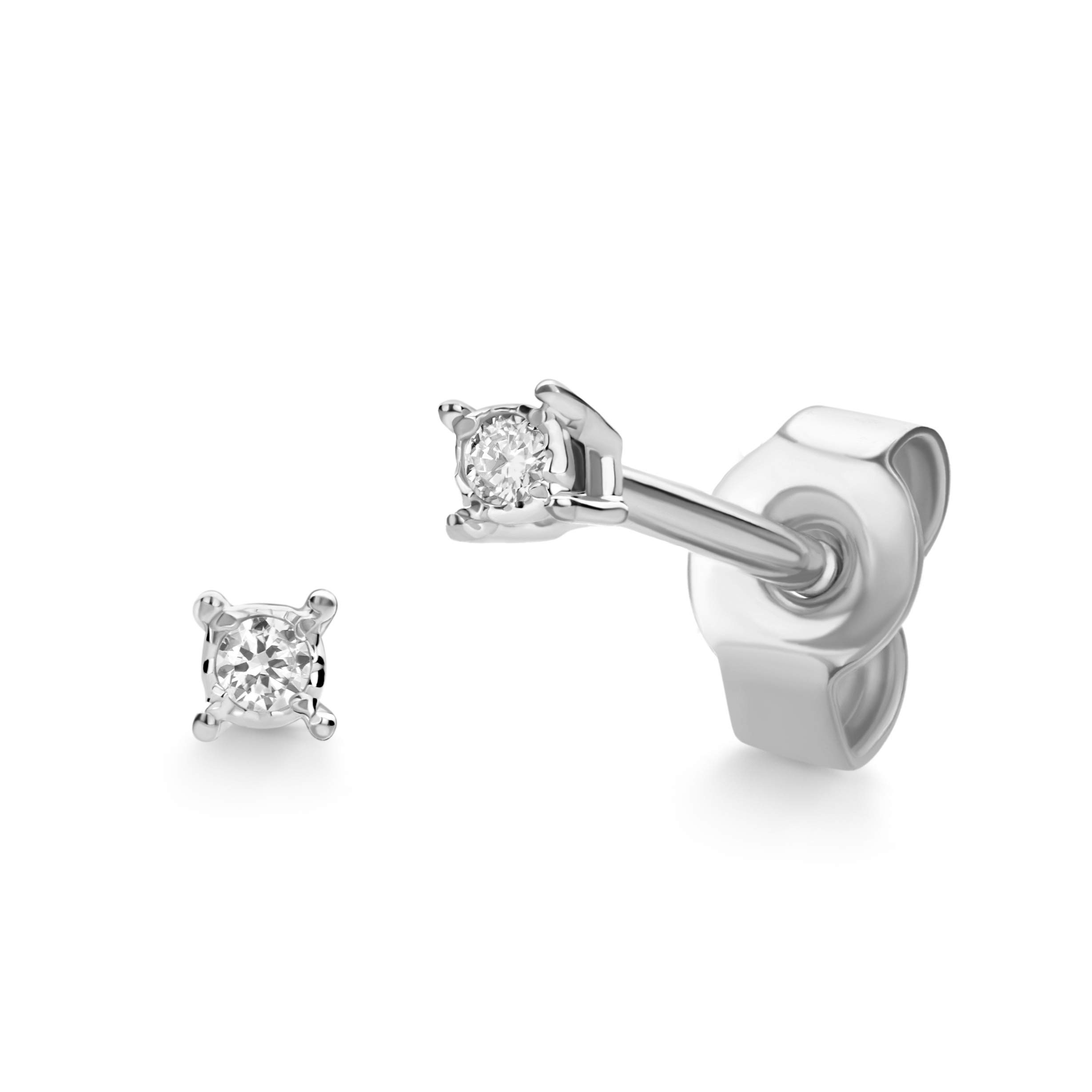 Orovi women’s diamond stud earrings set, white gold, 9 carat (375), brilliants 0.02 carat