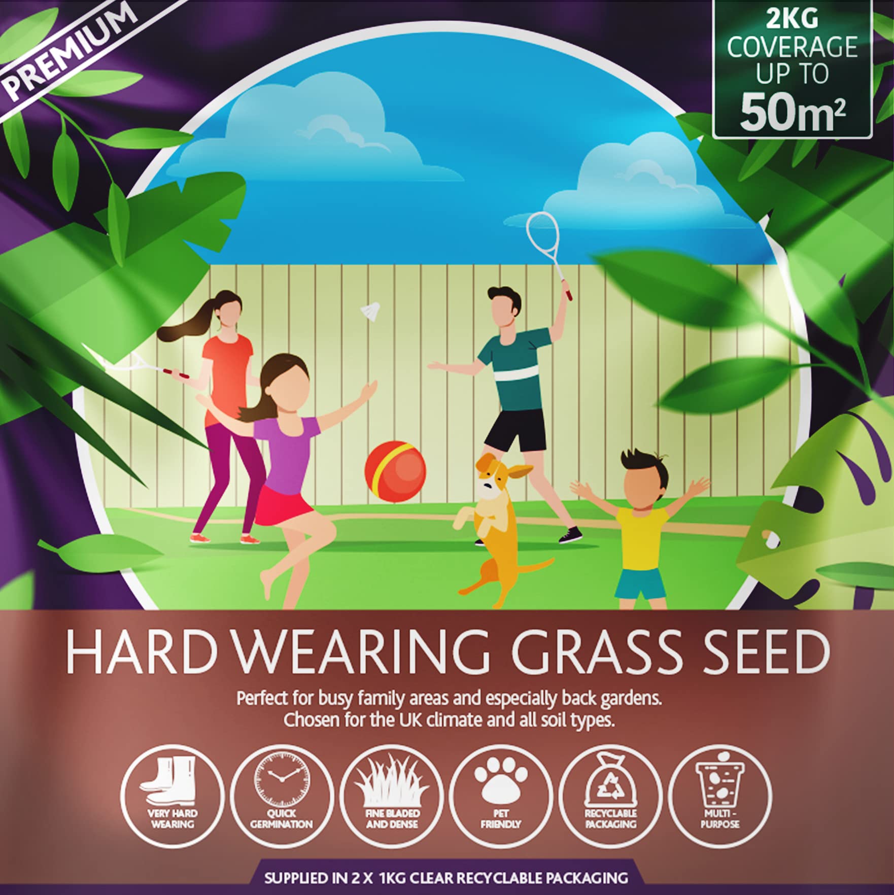 Multi Purpose & Hardwearing Grass Seed Mix x2