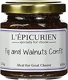 Fig and walnut French Imported confit for cheeses 4.4 oz jar by l'Epicurien France, One