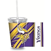 NFL Football 16oz Clear Tumbler W/Straw for NFL Fans
