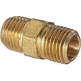 Anderson Metals 56122 Brass Pipe Fitting, Hex Nipple, 1/4" x 1/4" NPT Male Pipe