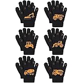 Cooraby 6 Pairs Kids Knitted Magic Gloves Teens Warm Winter Stretchy Full Fingers Gloves
