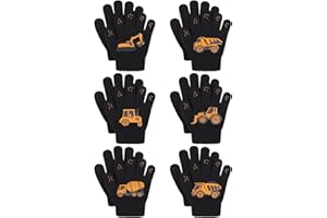 Cooraby 6 Pairs Kids Knitted Magic Gloves Teens Warm Winter Stretchy Full Fingers Gloves