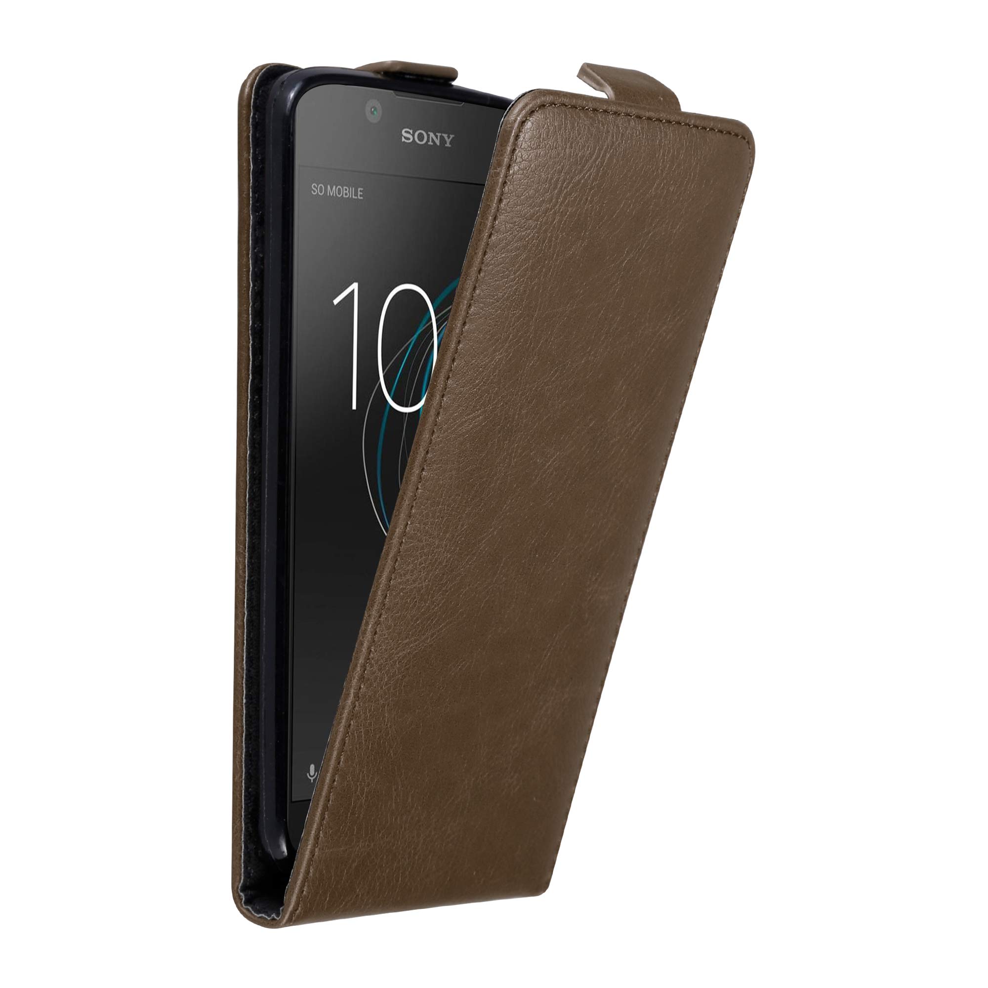 cadorabo Case works with Sony Xperia L1 in COFFEE BROWN - Flip Style Case with Magnetic Closure - Wallet Etui Cover Pouch PU Leather Flip