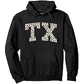 Texas Hoodie Women Men Cool Leopard Print TX State of Texas Pullover Hoodie