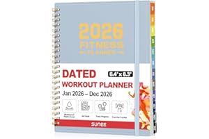2026 Fitness Workout Journal Planner for Women & Men, JAN 2026 - DEC 2026 Exercise Planner, 6.4" x 8.3" Workout Calendar Jour