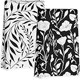 2Pcs Black White Flower Kitchen Towels 24x14 Inch, Floral Seamless Pattern Waffle Hand Towels for Kitchen Bathroom Decor, Absorbent Microfiber Dish Cloth Tea Towel, Housewarming Gifts for Women