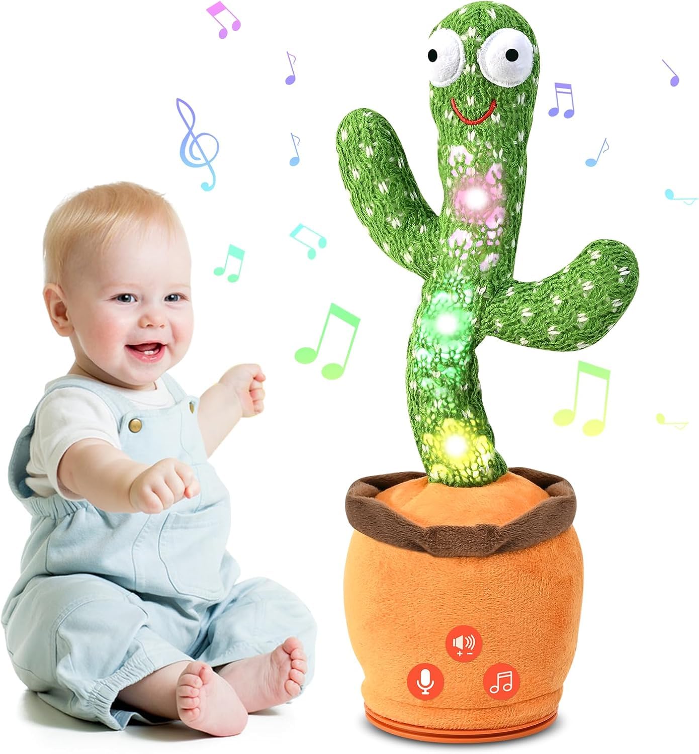 Photo 1 of TWORIVER Dancing Talking Cactus Baby Toy, Mimicking & Repeating with Singing, Dancing and Recording, Volume Adjustable, Stocking Stuffers for Infants Toddlers Boys and Girls