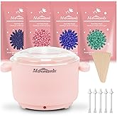 Waxing Kit -Silicone Wax Warmer for Hair Removal with 4 Packs of Hard Wax Beads, Portable Electric Silicone Wax Machine for Full Body Face Eyebrows Bikini Brazilian at Home Waxing Kit for Women Men