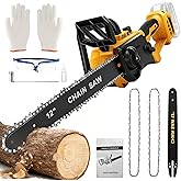 12-Inch Brushless Cordless Chainsaw for Dewalt 20V Battery, Security Lock, Auto Lubrication,12" Handheld Electric Chainsaw fo