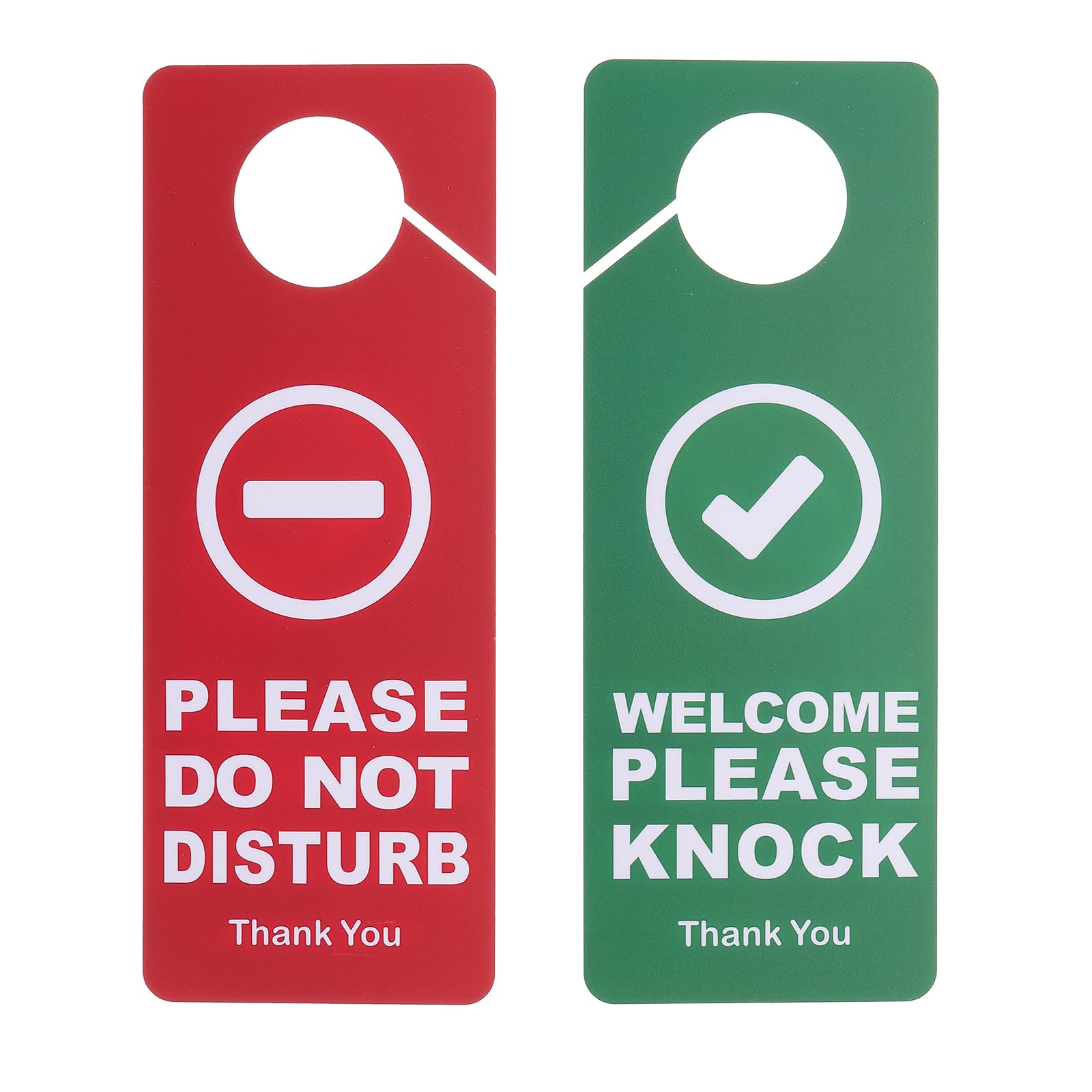 PATIKIL Please Do Not Disturb Door Hanger Sign, PVC Double Sided Welcome Please Knock Door Sign Decor for Office, Meeting, Session, Home, Recording, Red Green, 9.3" x 3.5"