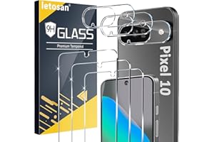 LETOSAN 3 Pack Glass Screen Protector for Google Pixel 10 [6.3 inch] with 3 Pack Camera Lens Protector, 9H Tempered Glass, Fingerprint Unlock, HD Ultra-thin Bubble-Free