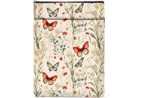 HENHESAHA Book Lovers Book Sleeve, Book Accessories Bookish Gifts Book Gifts Friendship Christmas Birthday Gifts for Women Floral Lovers Grandma, Aesthetic Book Pouch Book Protector, Flower Butterfly