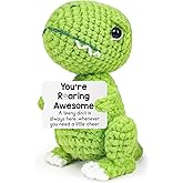 Inspirational Crochet Cheerful Dinosaur – Handmade Cute Reminder Emotional Cheer Uplifting Support Funny Gift for Women Student College Coworkers Birthday Graduation Christmas Stuffers Friendship
