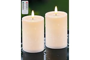Gmnee 3"x4" Outdoor Waterproof Flameless Candles with Remote and Timers, LED Candles, Battery Operated Candles, Electric Fake Pillar Candles for Patio, Porch, and Lanterns Decor (Ivory)