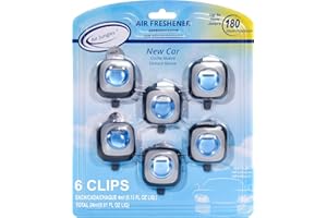 Air Jungles New Car Scent Car Air Freshener Clip, 6 Car Freshener Vent Clips, 4ml Each, Long Lasting Air Freshener for Car, U