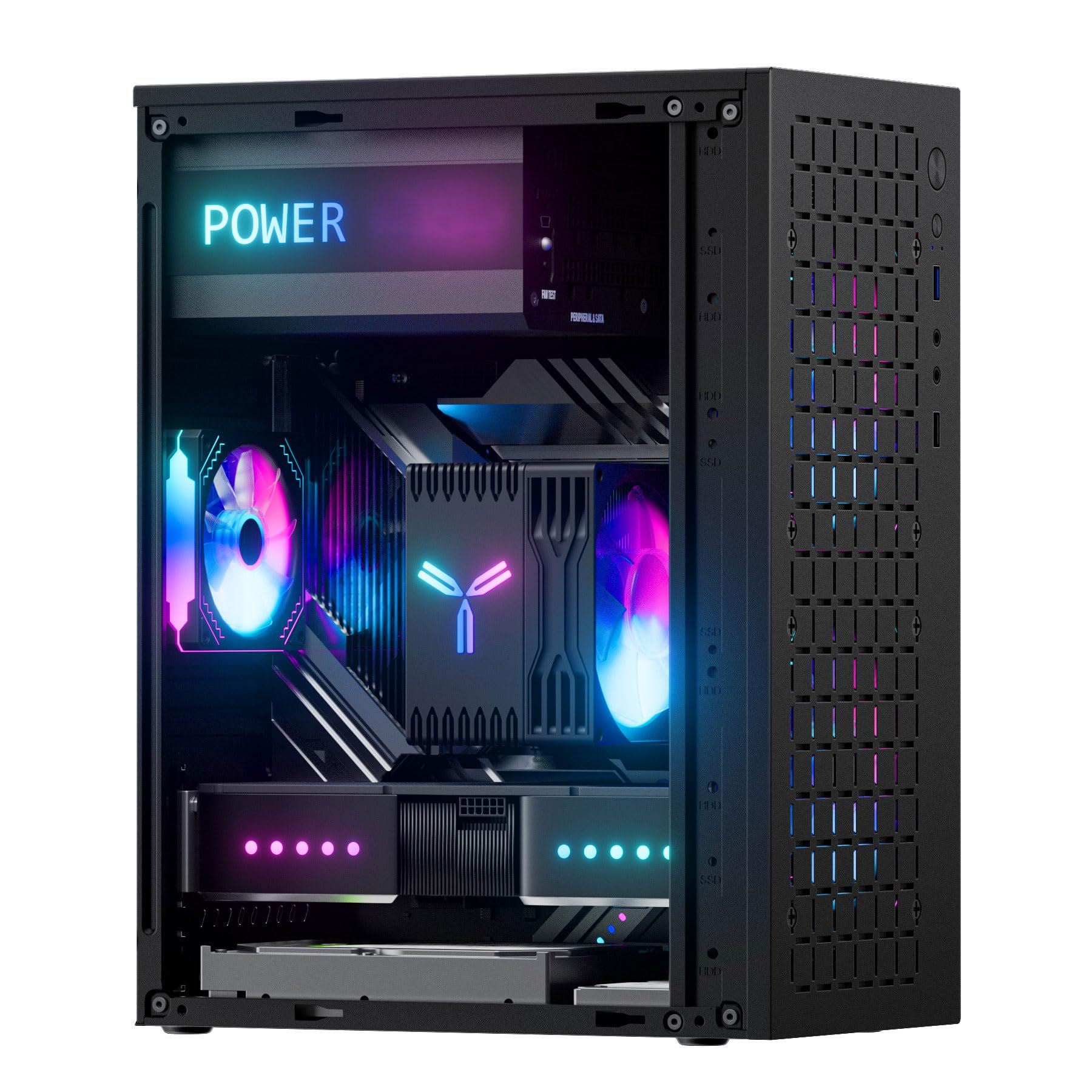 Micro ATX Case PC Case: MATX Case Mini PC ITX Desktop Computer Case Support Micro ATX MATX DTX ITX Mini PC with USB3.0, Support 3.5'' HDD (Black)