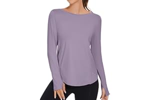 KTILG Women's Long Sleeve UPF 50+ Sun Protection T-Shirts Boat Neck Lightweight Quick Dry Hiking Outdoor Top with Thumb Hole
