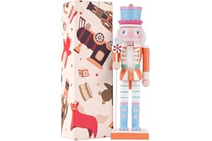 VorFor 10" Christmas Decorations Nutcracker Ornaments,Traditional Wooden Nutcracker Figures Soldier,Festive Collectible Christmas Nutcracker Doll Gift forTable Desktop Fireplace(Orange)