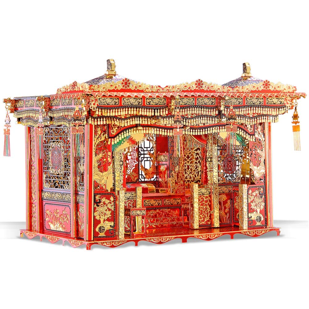 Piececool 3D Metal Puzzles, Wedding Bed DIY 3D Metal Model Kits, Chinese Traditional Culture 3D Brain Teaser Puzzle for Adults Fidget Toys, Great Birthday Gifts, 145 Pcs